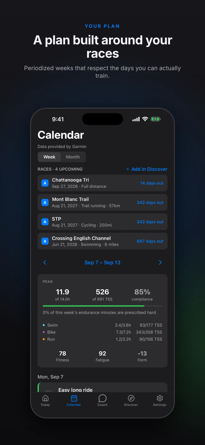 Captura do OmniCoach na App Store: Calendário
