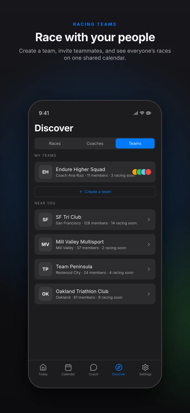 Captura do OmniCoach na App Store: Equipes